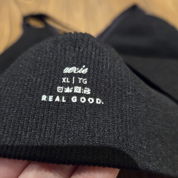 Aerie Seamless Strappy Bralette Ribbed Black Sports Bra Gym Yoga Barre Run XL - Picture 6 of 8